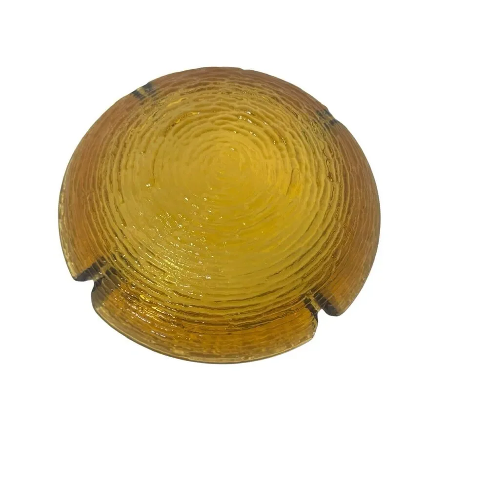Vintage Anchor Hocking Glass Ashtray Soreno Honey Amber Mid Century 8 3/4 Round